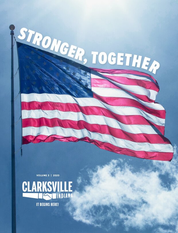 Clarksville Magazine Vol 3 - cover with USA flag - stronger together