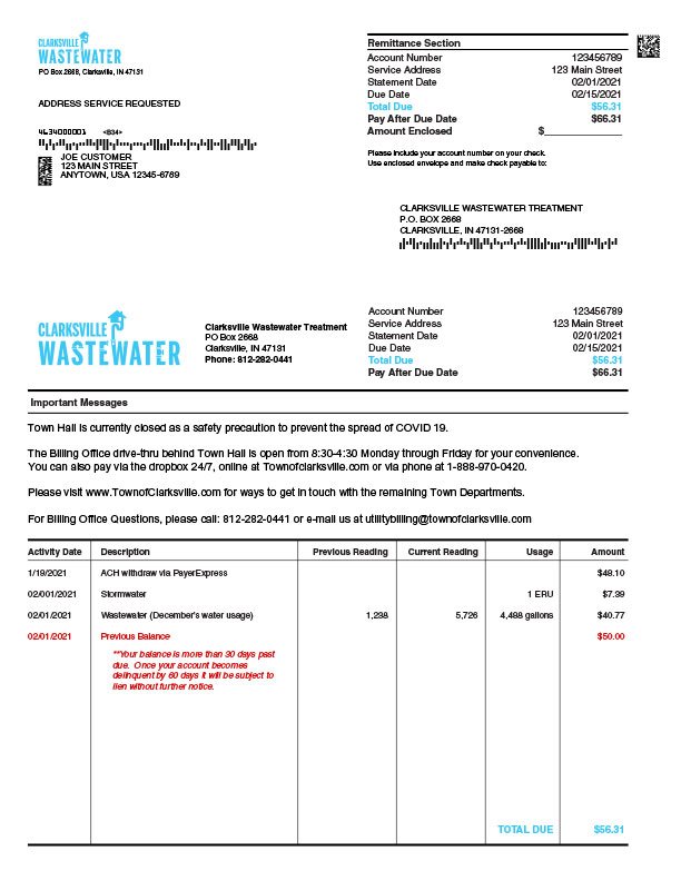 Wastewater Bill Example