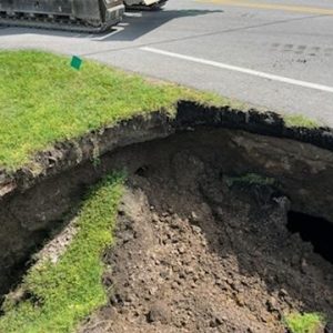 Stormwater and Sewer Line Breaks Cause Road Collapse in Clarksville