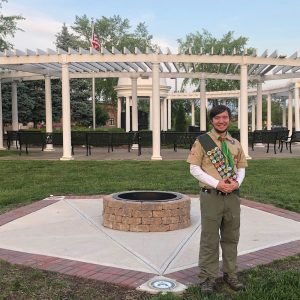 Eagle Scout Presents Town Council with Finished Flag Retirement Fire Pit