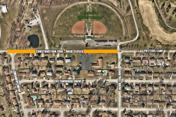 Large Section of Clarksville’s Potters Lane Closing for 4 Weeks