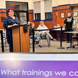 Johanna Polk addresses the Clarksville Town Council