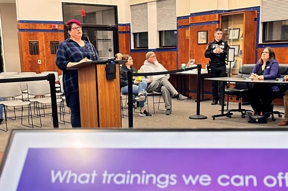 Johanna Polk addresses the Clarksville Town Council