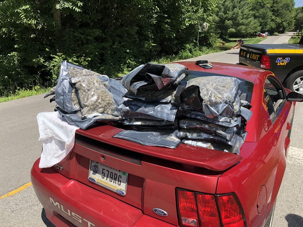 Marijuana piled on car